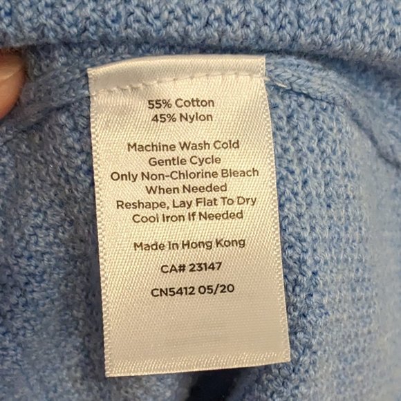 Talbots Textured Knit Open Sweater Jacket Cardigan Light Blue 2XPetite NWT - Picture 8 of 9